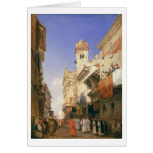 Corso Sant'Anastasia, Verona (olja på panel) Hälsningskort