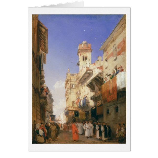Corso Sant'Anastasia, Verona (olja på panel) Hälsningskort (Framsidan)