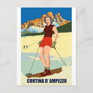 Cortina D' Ampezzo Ski Flicka Vykort