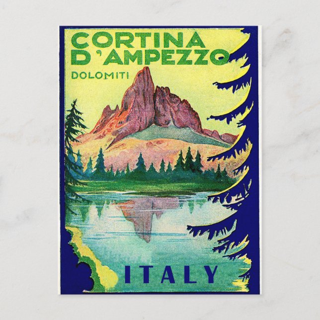 Cortina D'Ampezzo, Dolomiti Alpernor, Italien, vin Vykort (Framsida)