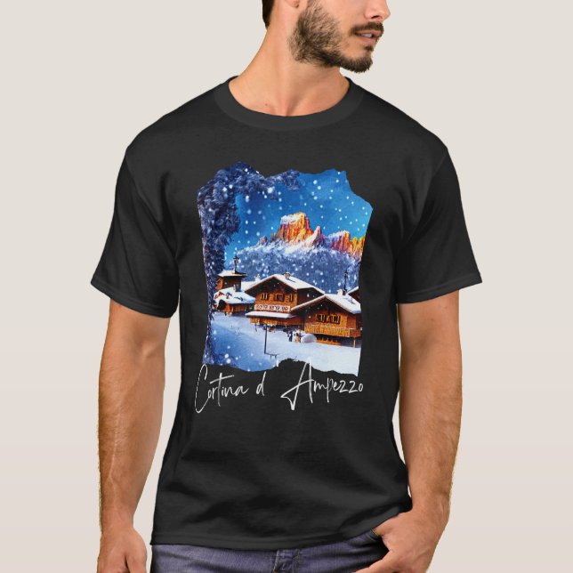 Cortina d'Ampezzo Dolomiti Painting Cortina d'Ampe T Shirt (Framsida)