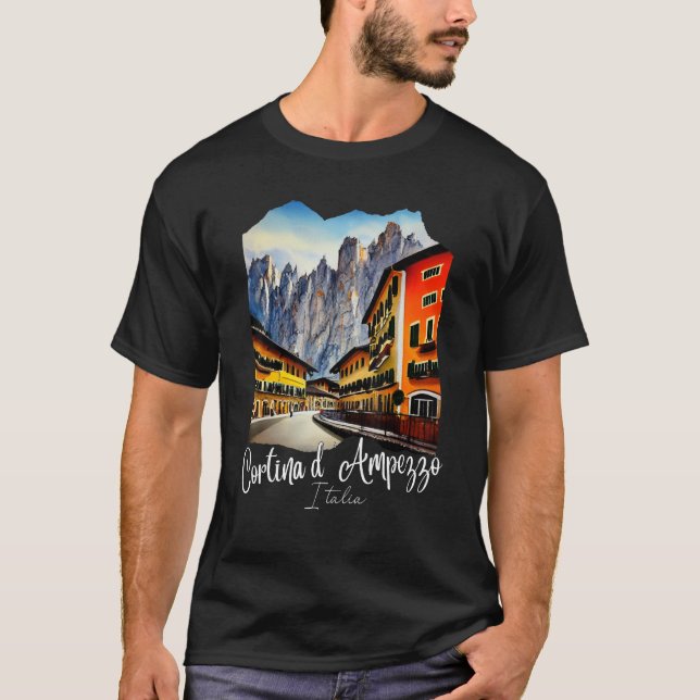 Cortina d'Ampezzo Dolomiti Painting Cortina d'Ampe T Shirt (Framsida)