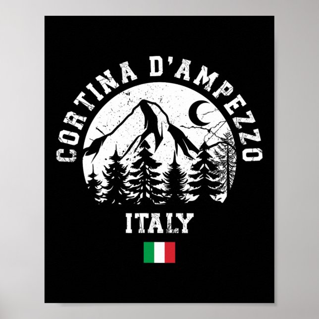 Cortina D'ampezzo Italien Alpernas Ski Resort Alpi Poster (Framsidan)