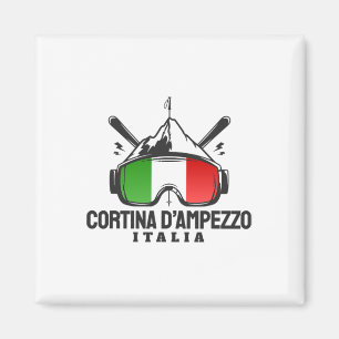Cortina D'ampezzo Italien Retro Ski Resort Skiing Magnet