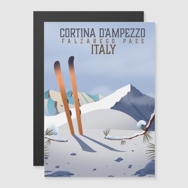 Cortina d'Ampezzo Italien Ski poster Art Print (Fram/baksida)