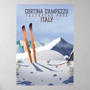 Cortina d'Ampezzo Italien Ski poster Art Print