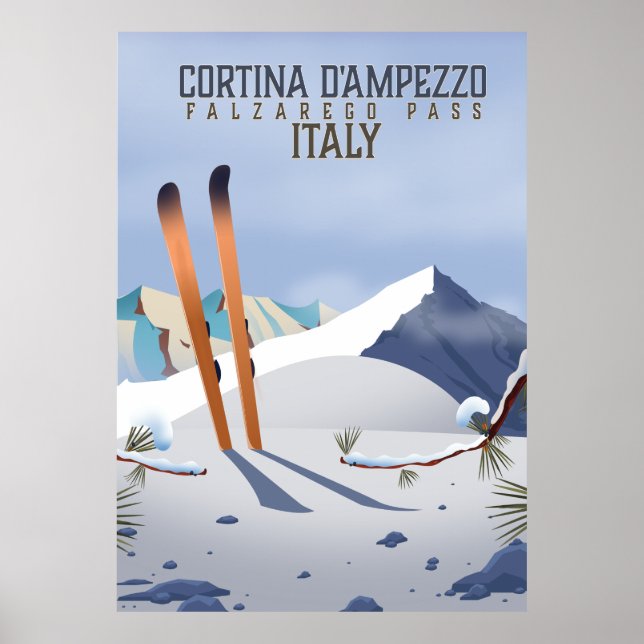 Cortina d'Ampezzo Italien Ski poster Art Print (Framsidan)