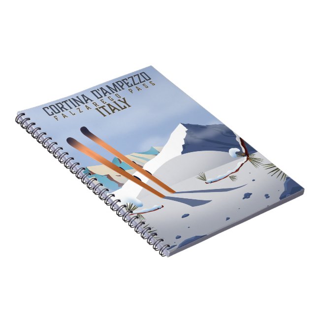 Cortina d'Ampezzo Italien Ski poster Art Print Anteckningsbok (Högra Sidan)