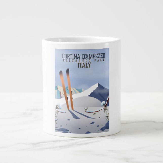 Cortina d'Ampezzo Italien Ski poster Art Print Jumbo Mugg (Framsidan)