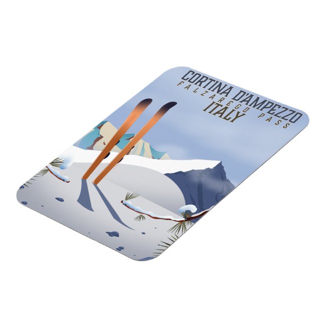 Cortina d'Ampezzo Italien Ski poster Art Print Magnet (Vänstra Sidan)