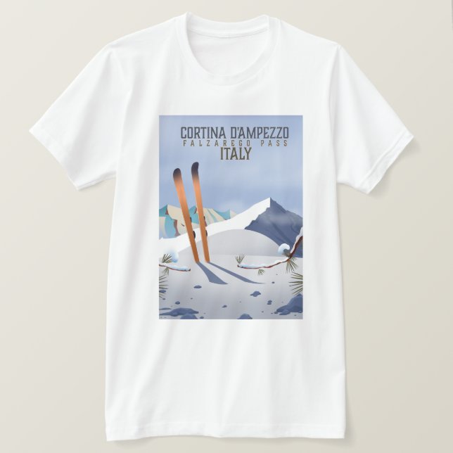 Cortina d'Ampezzo Italien Ski poster Art Print T Shirt (Design framsida)