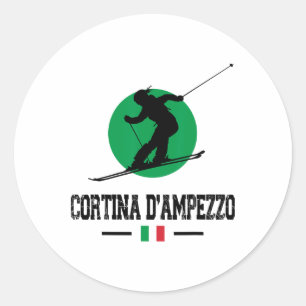 Cortina D'ampezzo Italien Ski Resort Alpernas Ital Runt Klistermärke