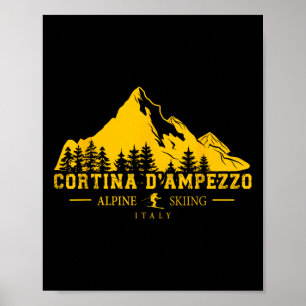 Cortina D'ampezzo Italien Ski Resort Alpine Skiing Poster