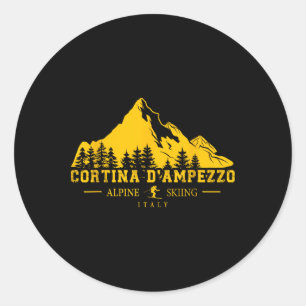 Cortina D'ampezzo Italien Ski Resort Alpine Skiing Runt Klistermärke