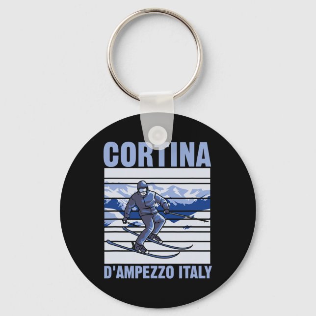 Cortina D'ampezzo Italien Skidor  Nyckelring (Framsida)