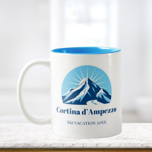 Cortina d'Ampezzo Italien souvenir-kaffe Två-Tonad Mugg (Skapare uppladdad)