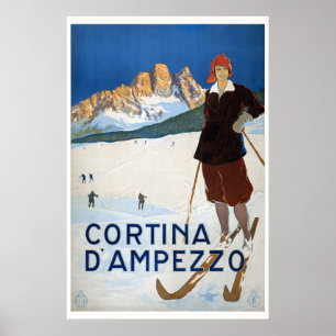 Cortina d'Ampezzo Italien Vintage affisch 1923