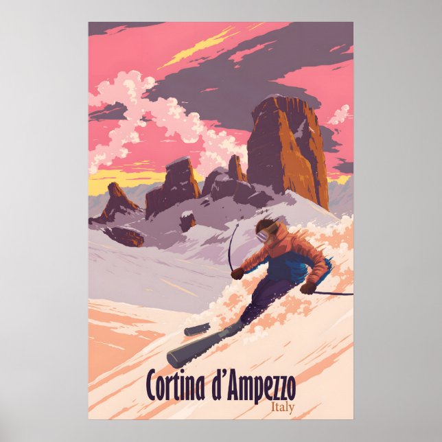 Cortina dAmpezzo Skidort Reseskylt Poster (Framsidan)