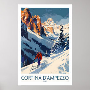Cortina dampezzo skidtryck - Italien 1 Poster