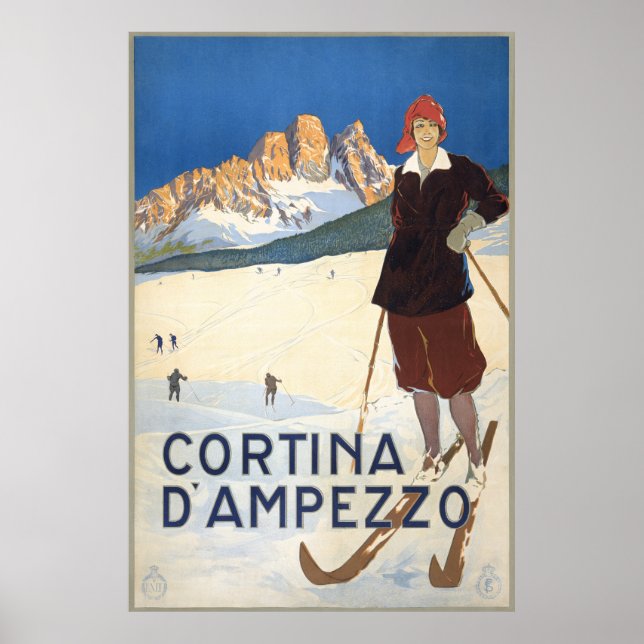 Cortina d'Ampezzo  Vintage skidposter Poster (Framsidan)