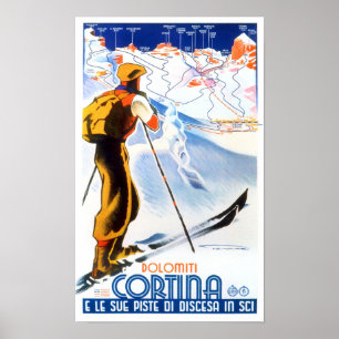 Cortina Italien vintage resor Poster