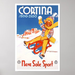 Cortina Italien vintage resor Poster