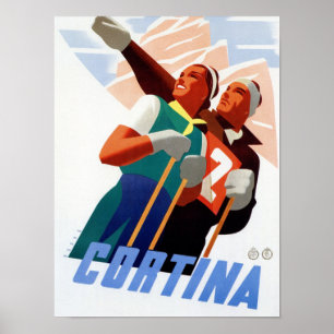 Cortinavintageitalienare reser skidar poster