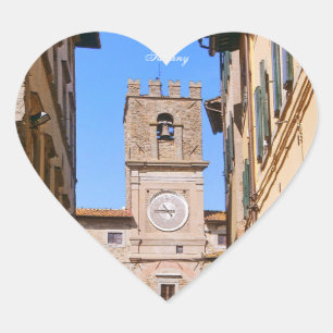 Cortona. Italien. Tuscany Hjärtformat Klistermärke