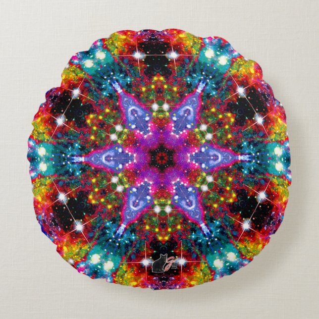 Coruscation Stellar Kaleid Round Pillow Rund Kudde (Framsidan)