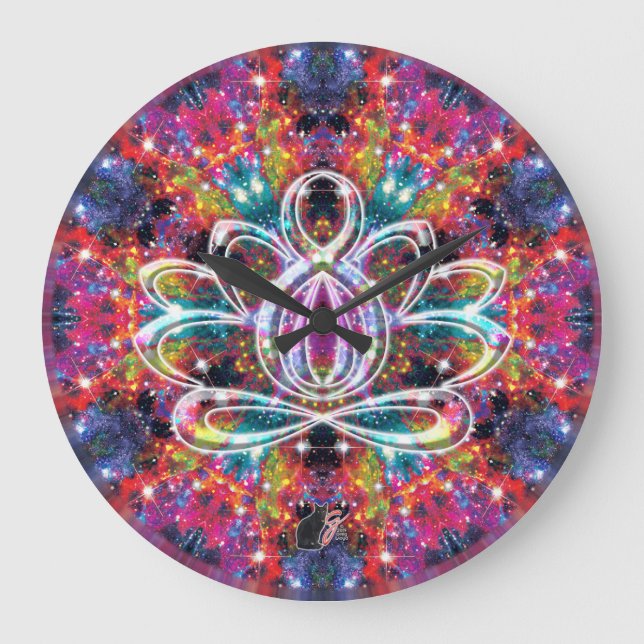 Coruscation Zen Lotus Clock Stor Klocka (Framsida)