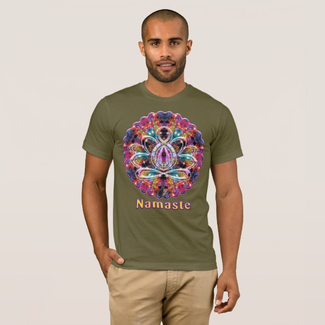 Coruscation Zen Lotus Namaste T Shirt (Hel framsida)
