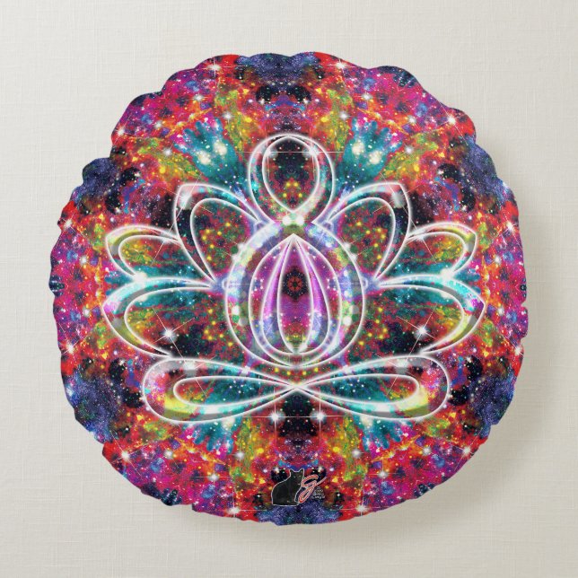 Coruscation Zen Lotus Round Pillow Rund Kudde (Framsidan)