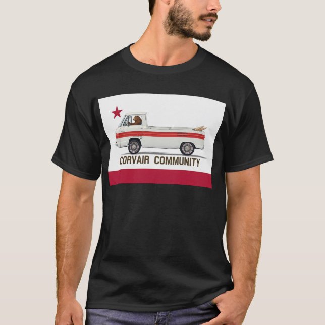 Corvair Community Rampy California Flagga T Shirt (Framsida)