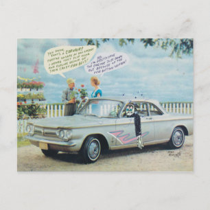 Corvair Tecknad Postcard by Bard Beach Vykort