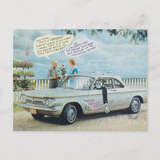 Corvair Tecknad Postcard by Bard Beach Vykort (Framsida)