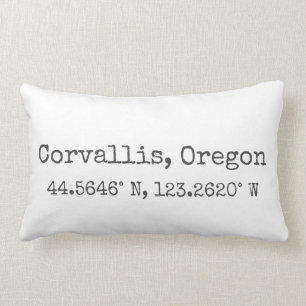 Corvallis, Oregon Coordinates Lumbar Pillow Lumbarkudde