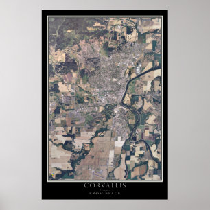 Corvallis Oregon från Space Satellite Karta Poster