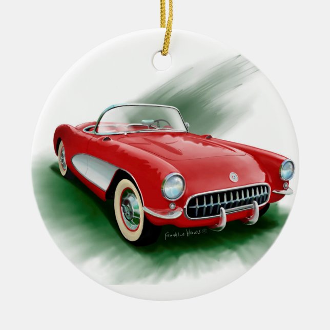Corvette 1957 julgransprydnad keramik (Framsidan)