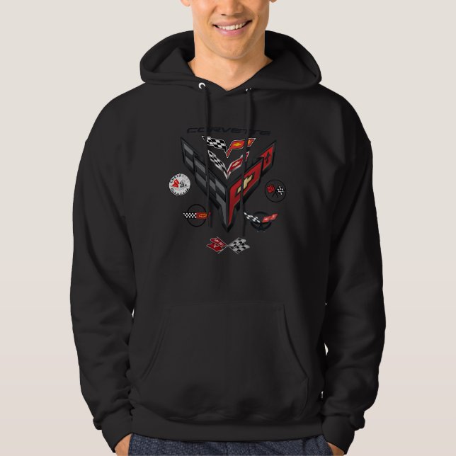 CORVETTE 8 GENERATIONER MÄRKE HOODIE (Framsida)