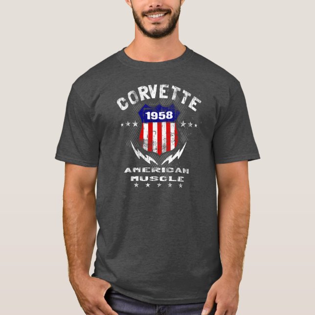 Corvette amerikanmuskel 1958 v3 tee (Framsida)