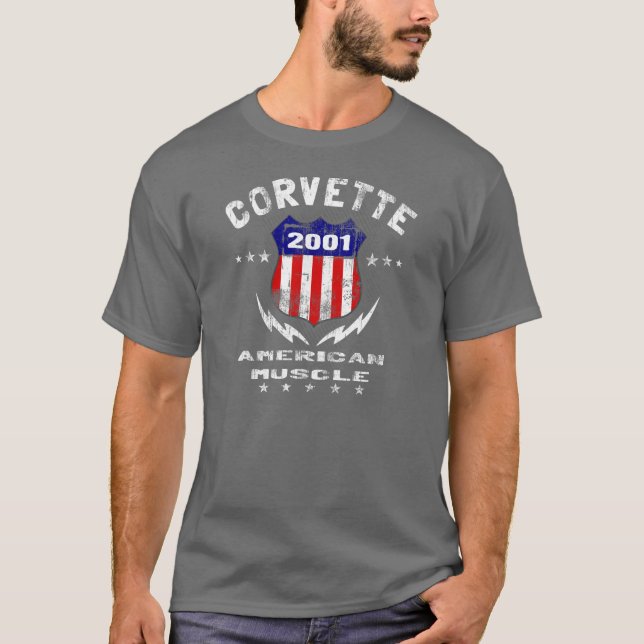 Corvette amerikanmuskel 2001 v3 t shirt (Framsida)