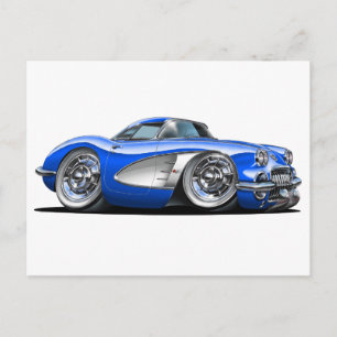 Corvette Blå Bil Vykort