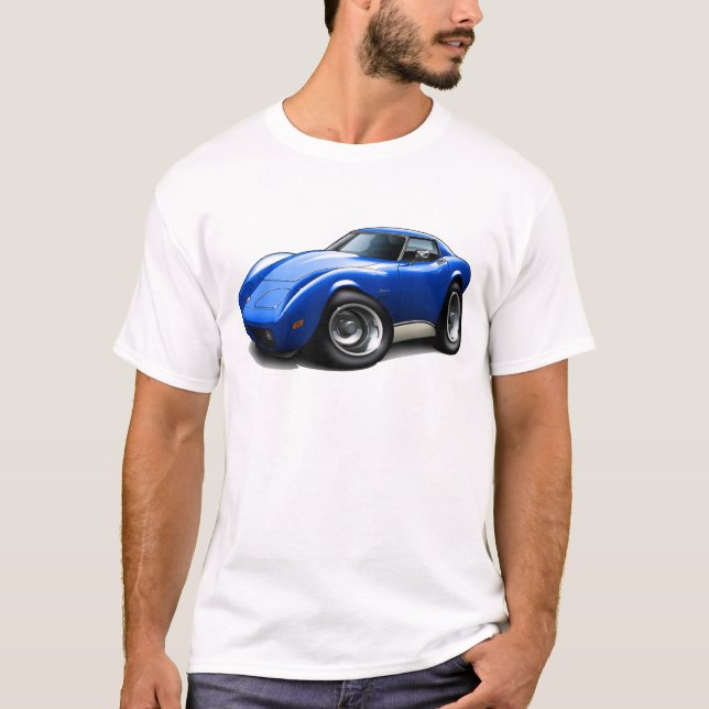 Corvette blåttbil 1973-76 t-shirt (Framsida)