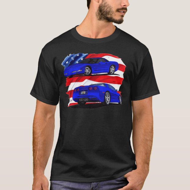 Corvette blåttbil 1999-04 t-shirt (Framsida)