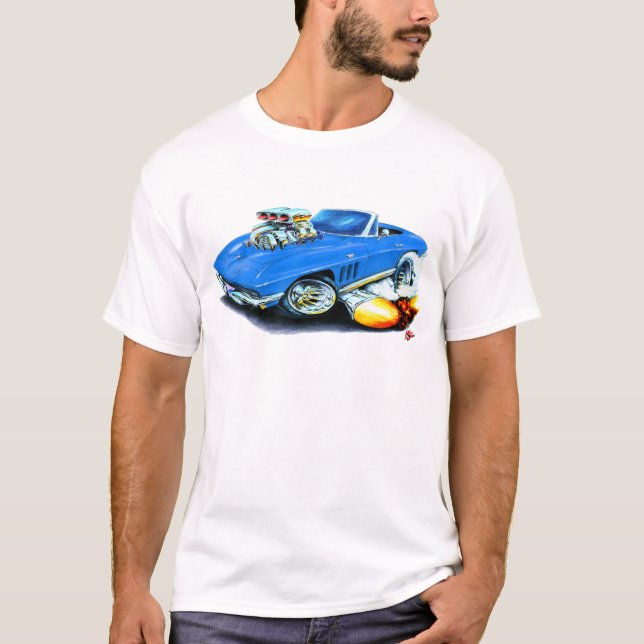 Corvette blåttcabriolet 1965 tee shirt (Framsida)