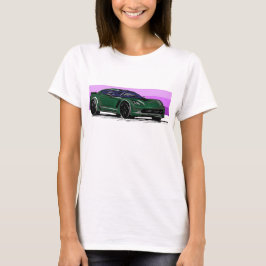 Corvette C7 Grönt Sportscar med Blue Rand T Shirt