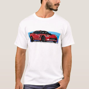 Corvette C7 Red Sportscar med Blue Rand T Shirt
