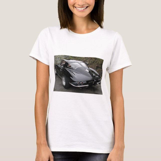 Corvette Classic Svart Delat Fönster T-shirt (Framsida)