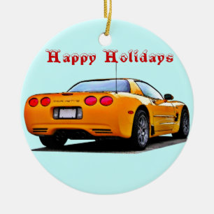 Corvette glad helg julgransprydnad keramik