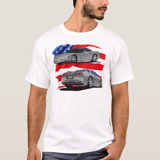 Corvette grå färgbil 1999-04 t-shirt (Framsida)